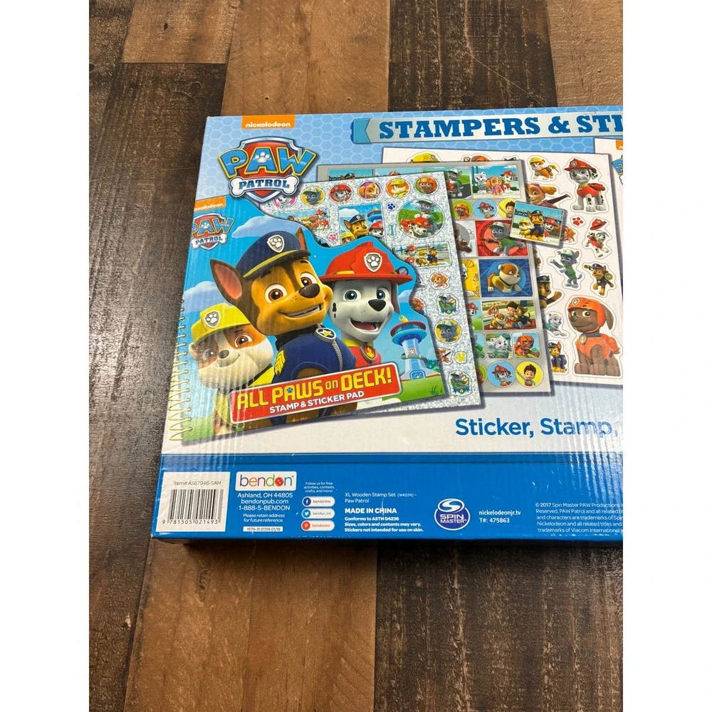 Paw‎ Patrol All Paws On Deck Wooden Stamp and Sticker Activity Set Bendon NEW